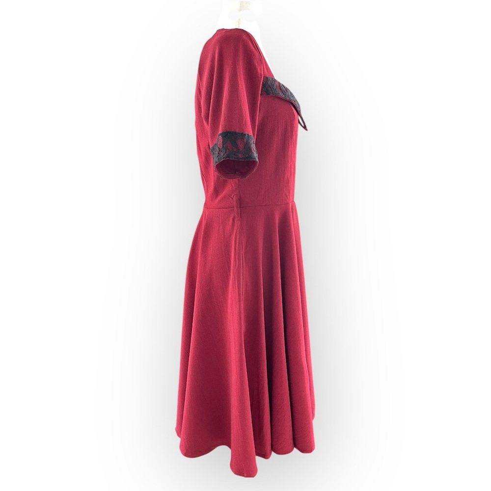Timeless London Ruby Pin-Up Red Button-Front Dres… - image 3